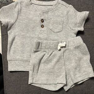 Gray Waffle Knit Toddler Set